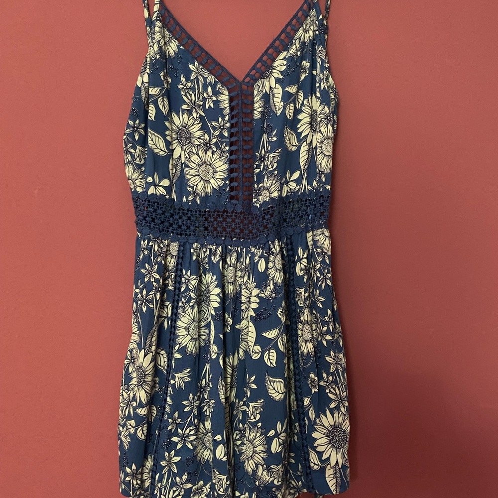 Blue floral romper